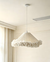 Pluma Fringe Curated Woven Rattan Pendant Light – macro detail view #1