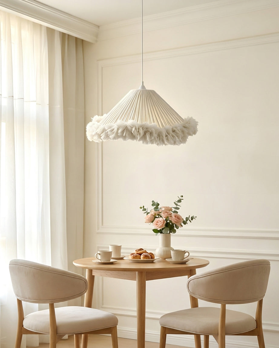 Pluma Fringe Curated Woven Rattan Pendant Light – unlit natural material contrast