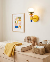 Popella Curated Mouth-Blown Frosted Glass Wall S warm illuminated room view