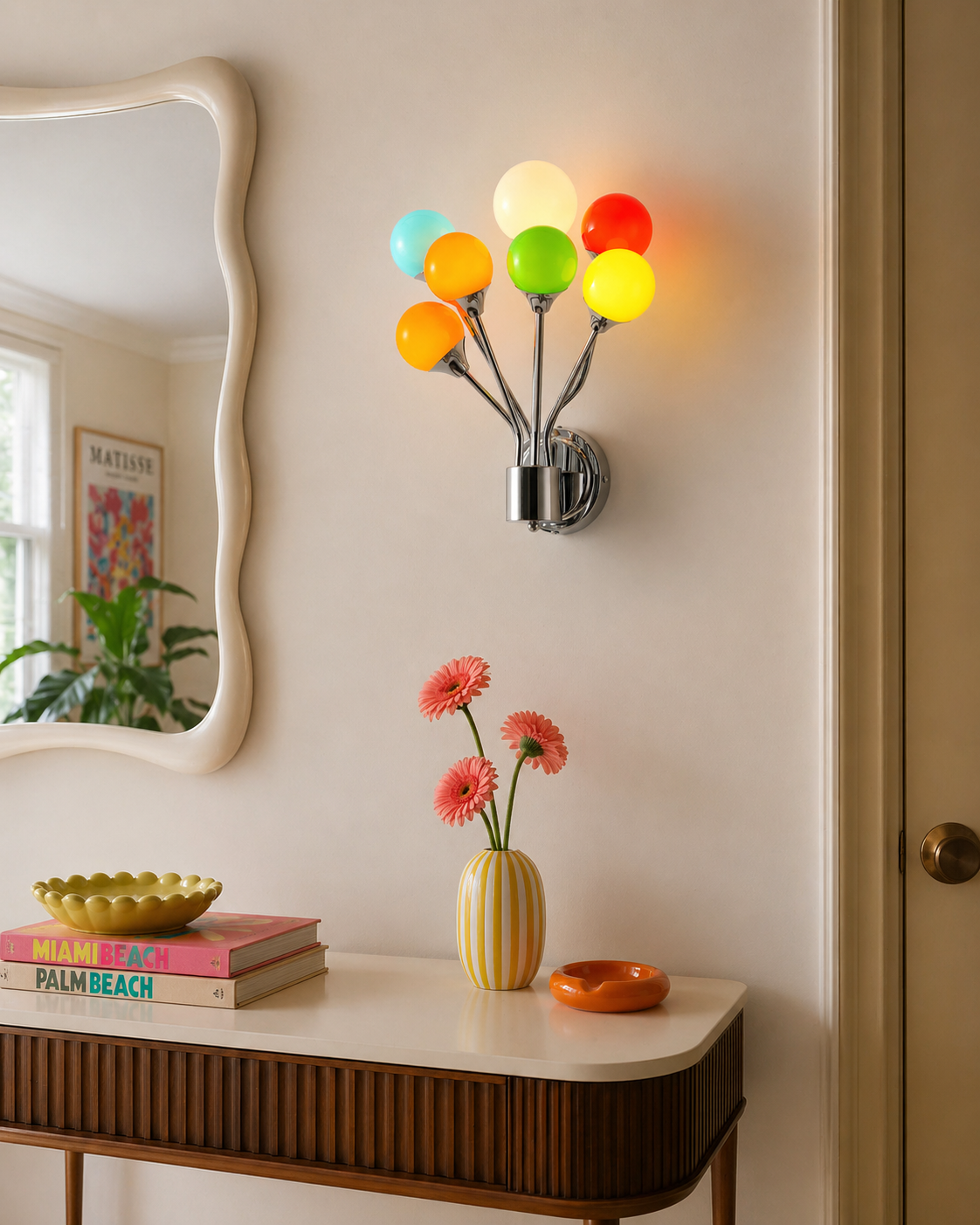 Poplune Curated Mouth-Blown Frosted Glass Wall S warm illuminated room view
