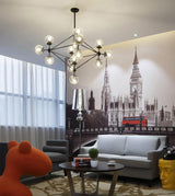 Vertex Curated Amber Art Glass Chandelier – full fixture elevation view