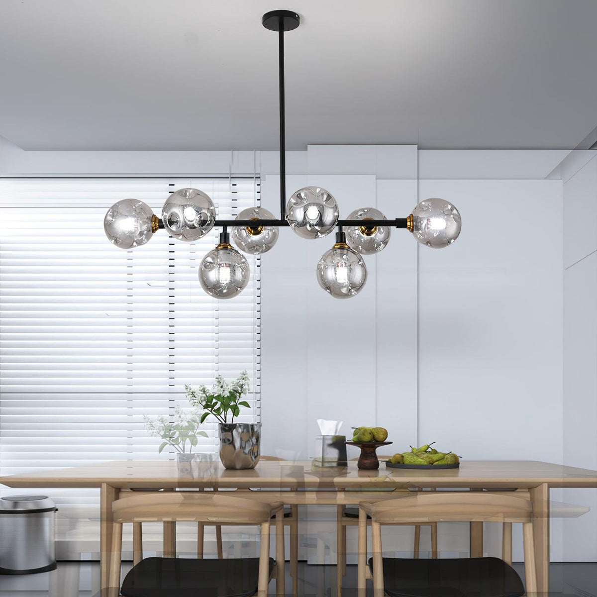 Primas Glass Curated Mouth-Blown Frosted Glass C – full fixture elevation view