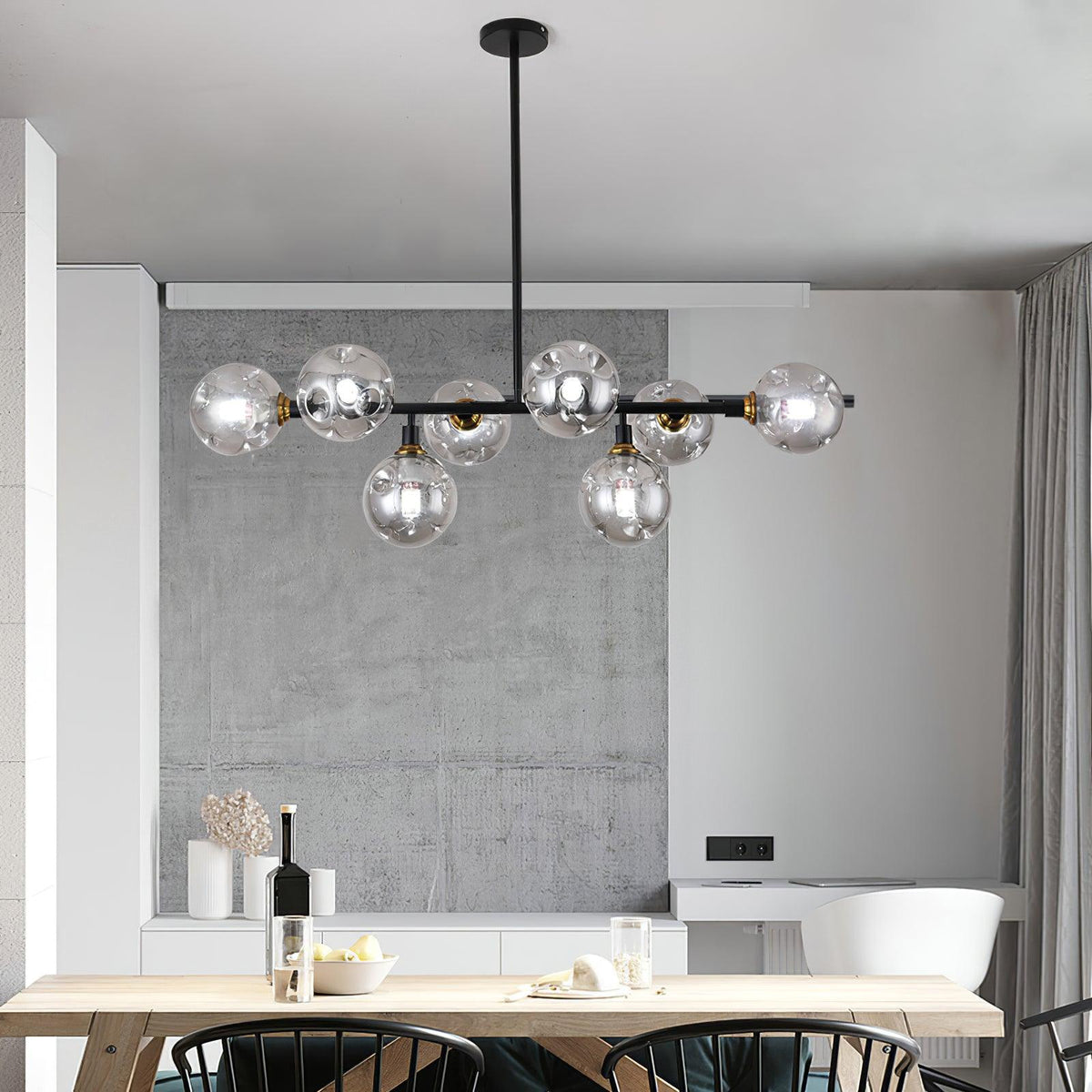 Primas Glass Curated Mouth-Blown Frosted Glass C installed in residential dining space