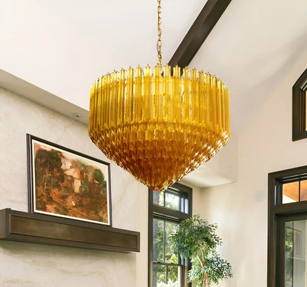 Prism Amber Glass Chandelier