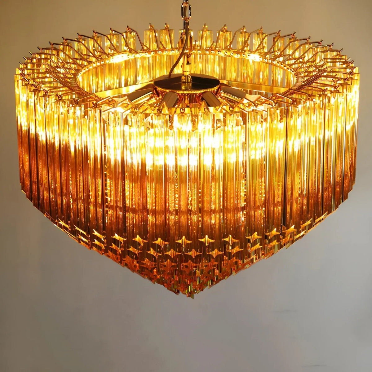 Petala Amber Art Glass Chandelier – dimensional scale reference