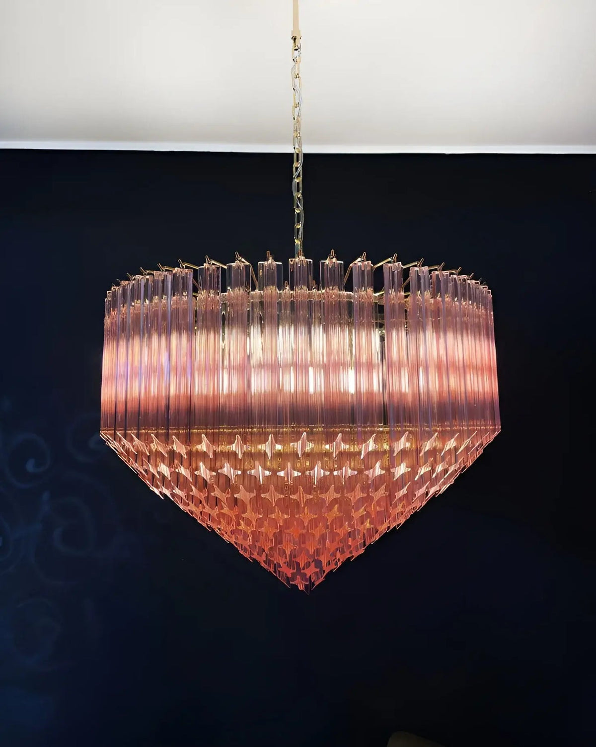 Prism Pink Glass Curated Mouth-Blown Frosted Gla – illuminated warm ambiance setting