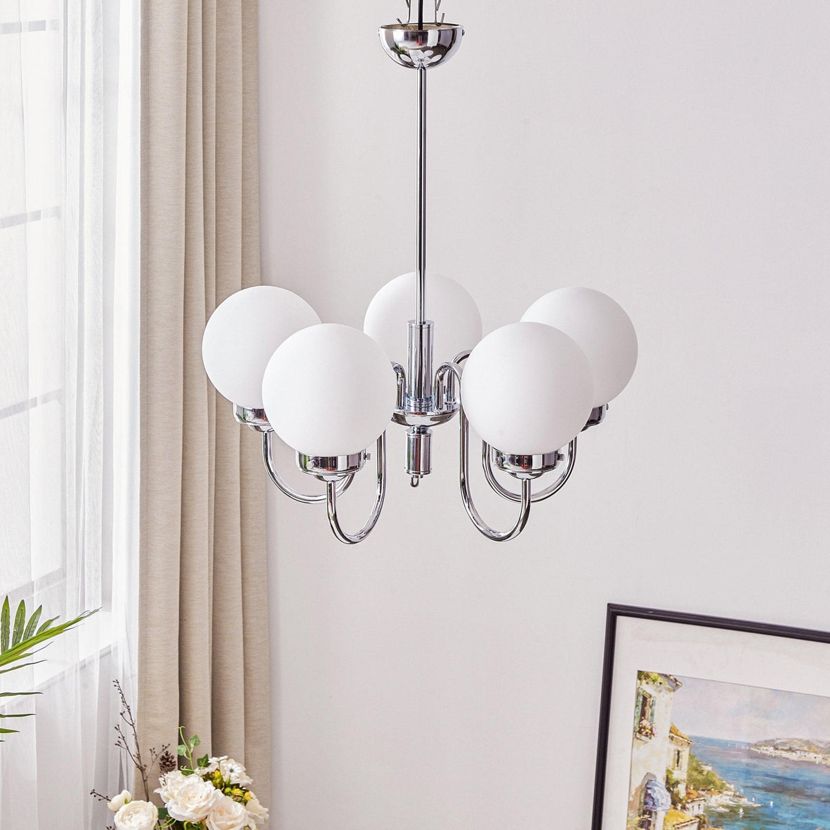 Mouth-Blown Frosted Glass craftsmanship detail on Progress Lighting Carisa Curated Mouth-Blown Fro
