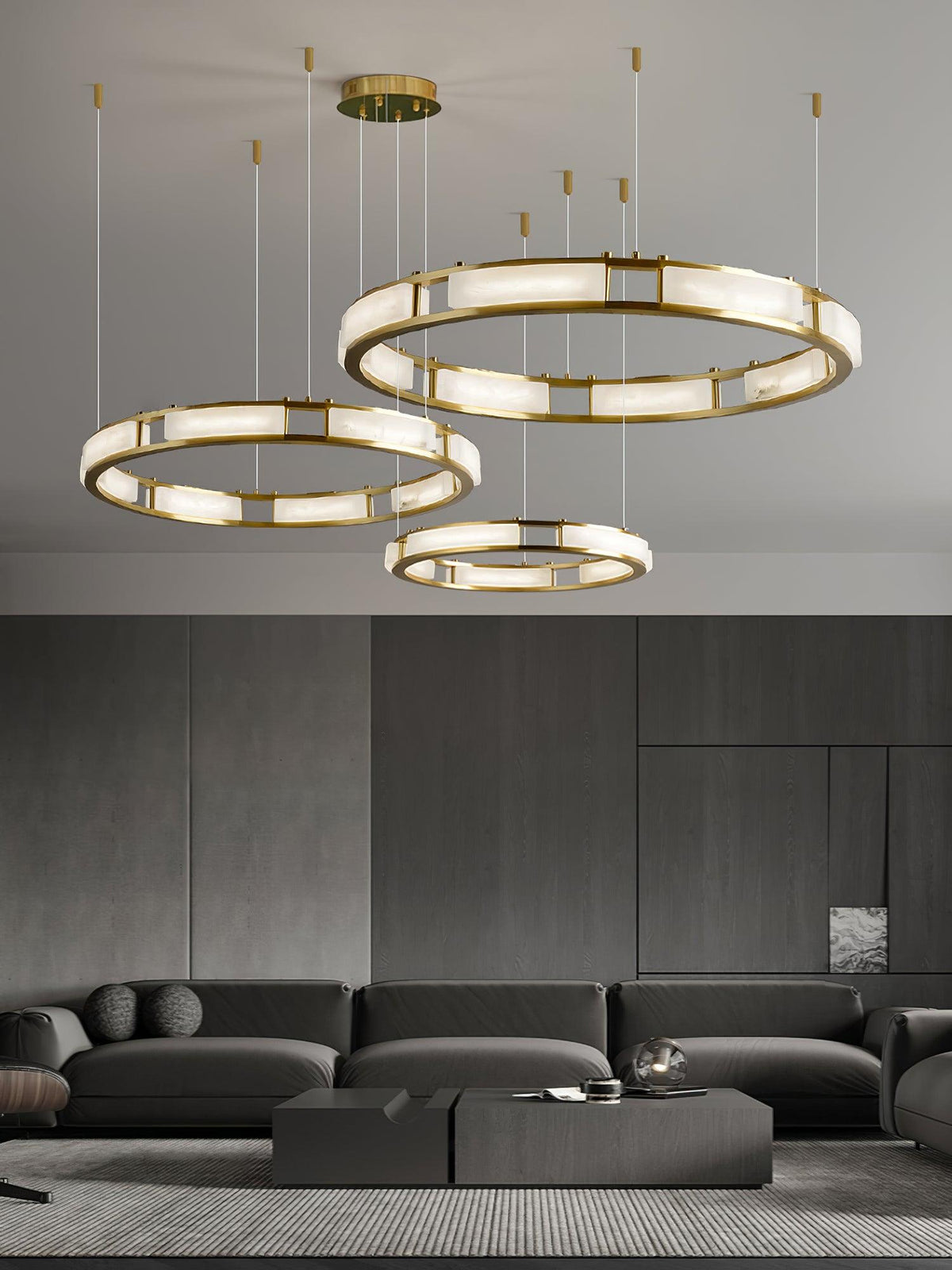 Qatar Alabaster Curated Alabaster Chandelier – dimensional scale reference