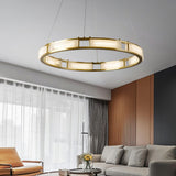 Qatar Alabaster Curated Alabaster Chandelier installed in residential dining space