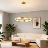 Spanish Alabaster Chandelier View 7 | Natural Spanish Alabaster Qatar  Halo Chandelier | Modern Luxury Lighting | JINSHE | JINSHE