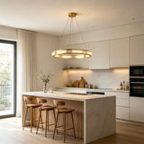 Spanish Alabaster Chandelier View 2 | Natural Spanish Alabaster Qatar  Halo Chandelier | Modern Luxury Lighting | JINSHE | JINSHE