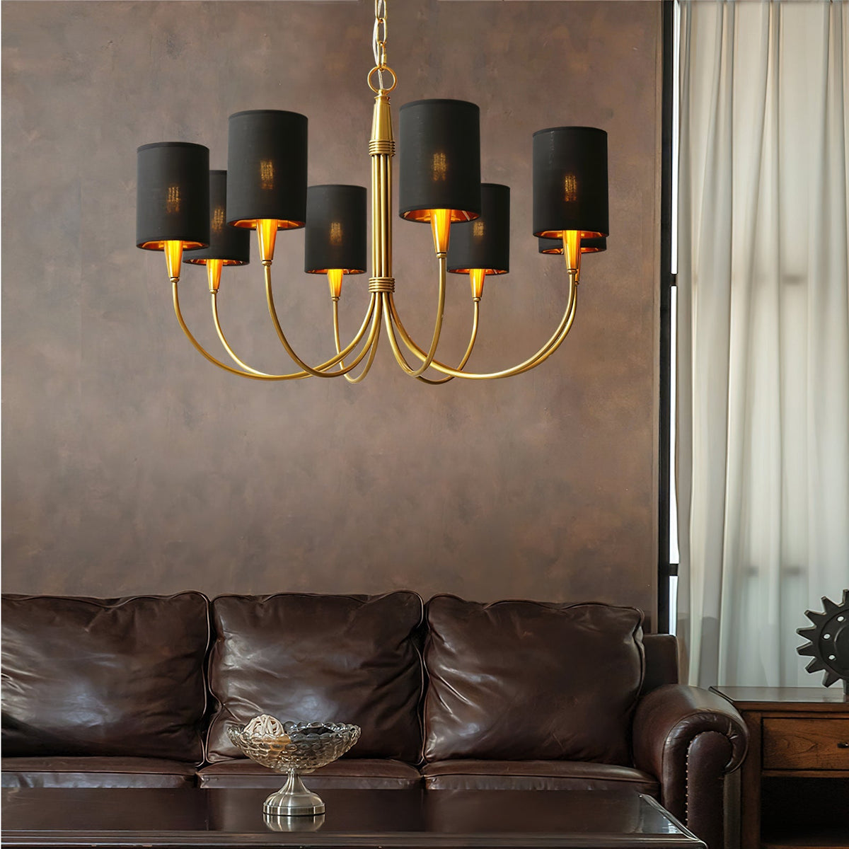 Quincy Curated Mouth-Blown Frosted Glass Chandel installed in residential dining space