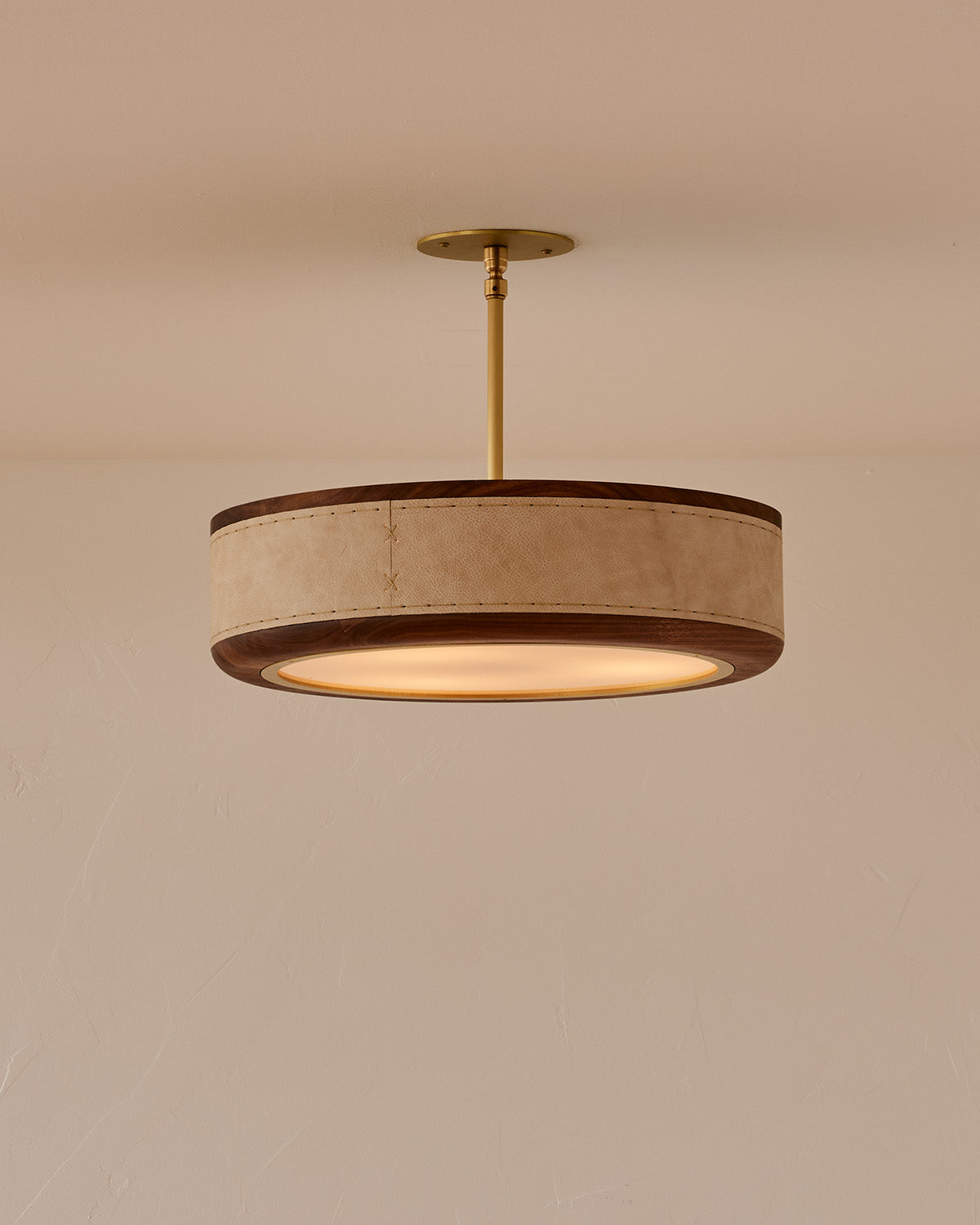 Chandelier View 4 | Nura Leather & Walnut Chandelier | Japandi Artisan Ceiling Light | JINSHE | JINSHE