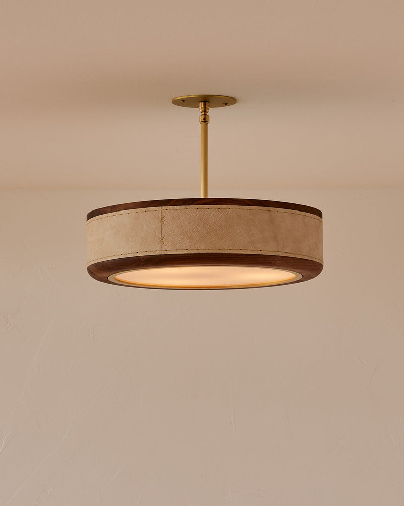 Chandelier View 4 | Nura Leather & Walnut Chandelier | Japandi Artisan Ceiling Light | JINSHE | JINSHE