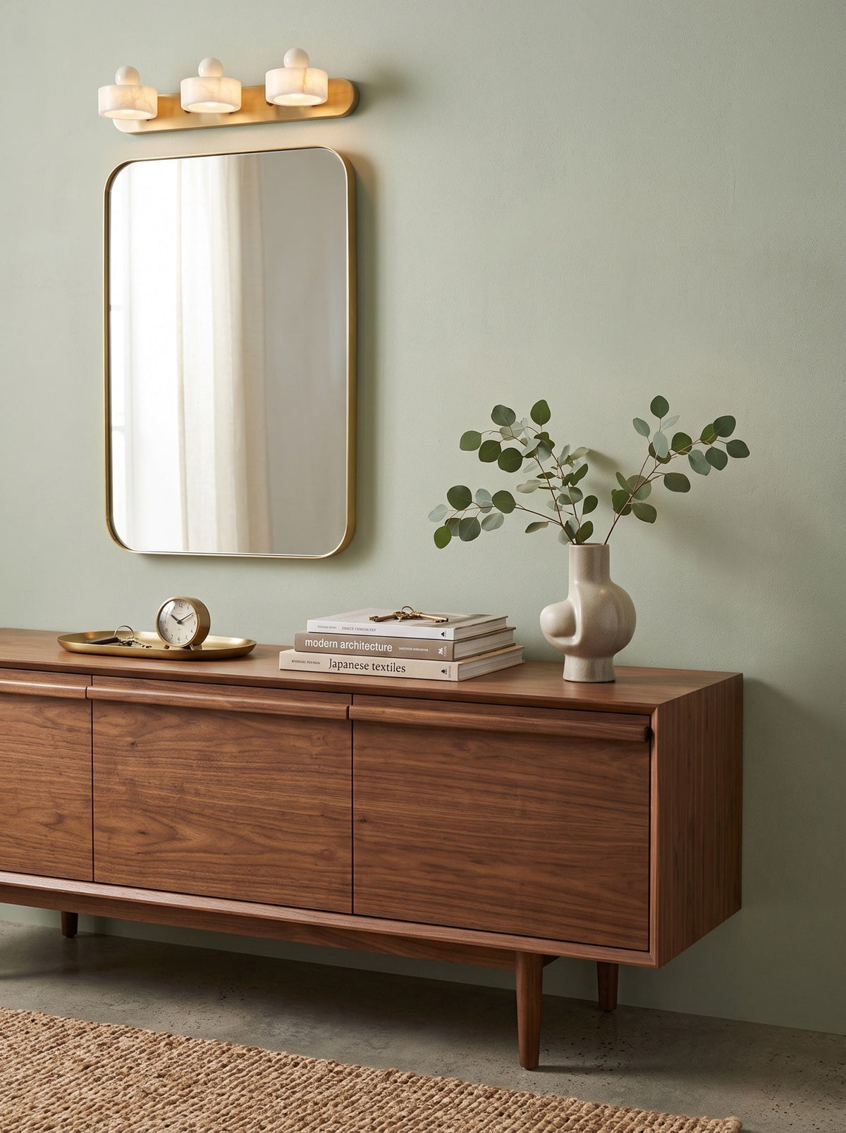 Tavros Alabaster Curated Alabaster Wall Sconce – full fixture elevation view
