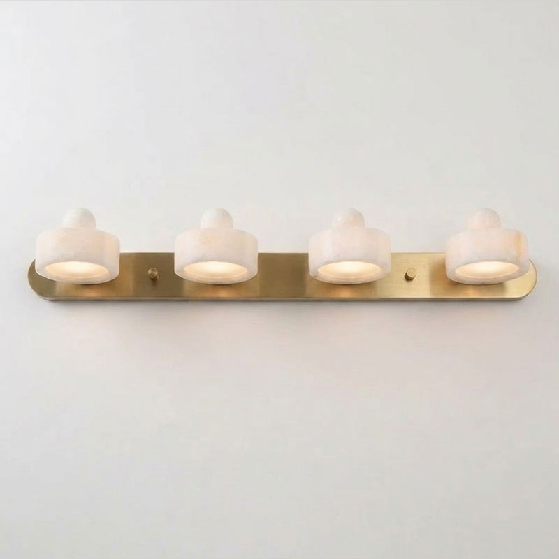 Tavros Alabaster Curated Alabaster Wall Sconce – illuminated warm ambiance setting #1