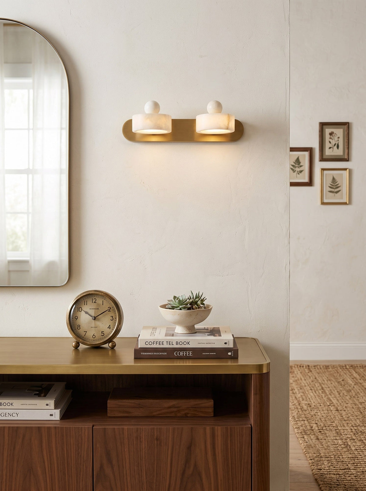 Tavros Alabaster Curated Alabaster Wall Sconce – dimensional scale reference