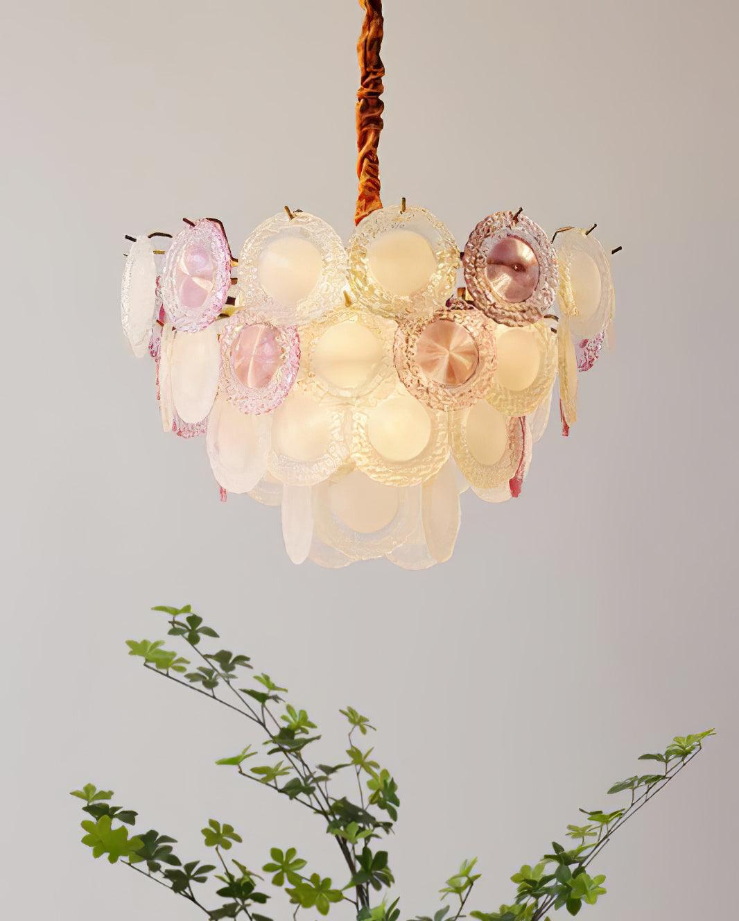 Rainbow Curated Mouth-Blown Frosted Glass Chande – handcrafted surface texture