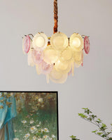 Rainbow Curated Mouth-Blown Frosted Glass Chande – structural canopy joint detail