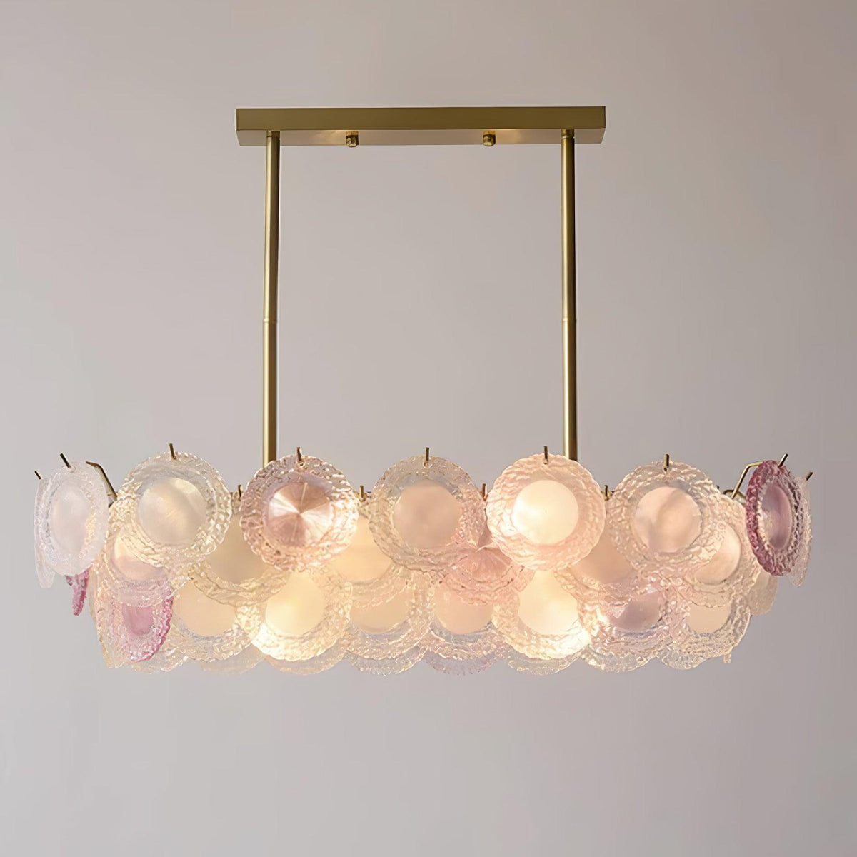 Rainbow Curated Mouth-Blown Frosted Glass Chande – dimensional scale reference #1