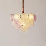 Rainbow Curated Mouth-Blown Frosted Glass Chande – illuminated warm ambiance setting
