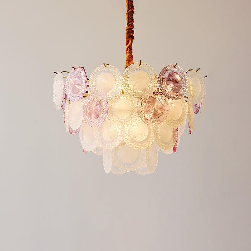 Rainbow Curated Mouth-Blown Frosted Glass Chande – architectural ceiling profile #1
