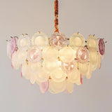 Rainbow Curated Mouth-Blown Frosted Glass Chande – Dia 76cm x H 36cm  ∅ 30 x H 14.2 (withou finish configuration