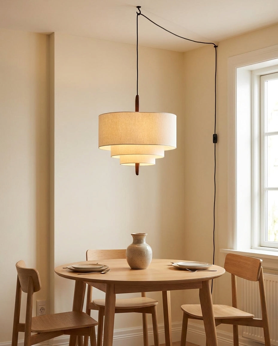 Raphia Curated Iron & Glass Pendant Light – unlit natural material contrast