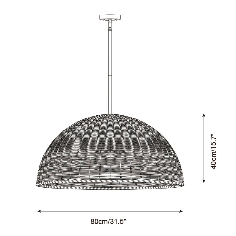 Ravena Curated Solid Brass Pendant Light – dimensional scale reference