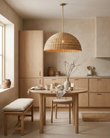 Ravena Curated Solid Brass Pendant Light – side angled contour profile