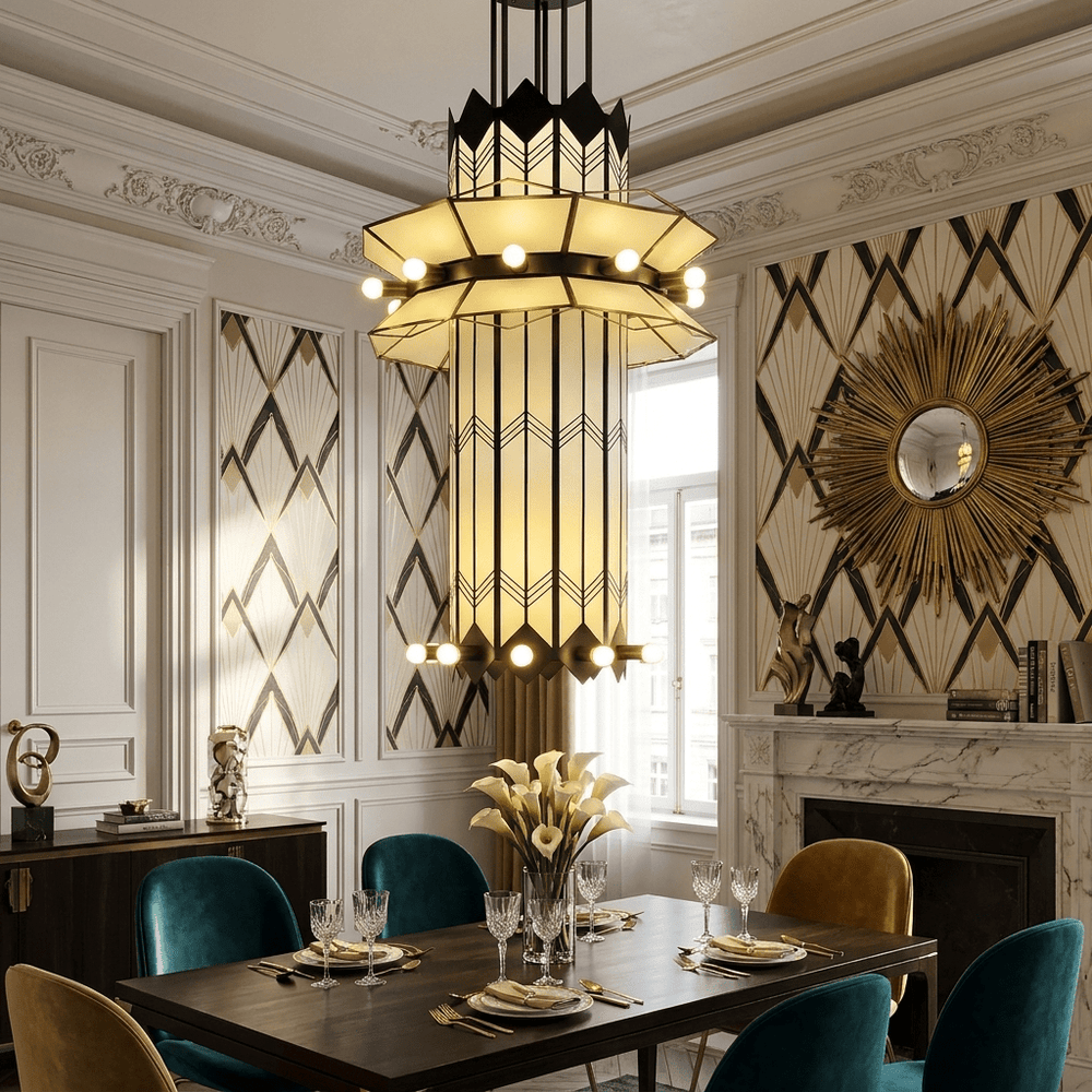 Rayonne Art Deco Curated Iron & Glass Chandelier