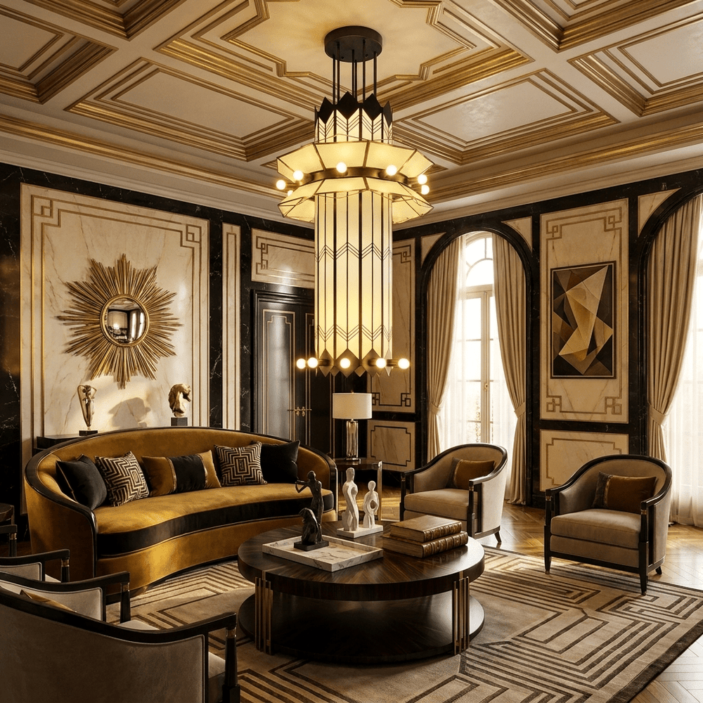 Rayonne Art Deco Curated Iron & Glass Chandelier