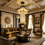 Iron & Glass craftsmanship detail on Rayonne Art Deco Curated Iron & Glass Chandelier