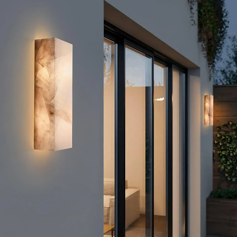 Spanish Alabaster Wall Lamp View 4 | Rectangular Alabaster Wall Sconce | JINSHE | JINSHE