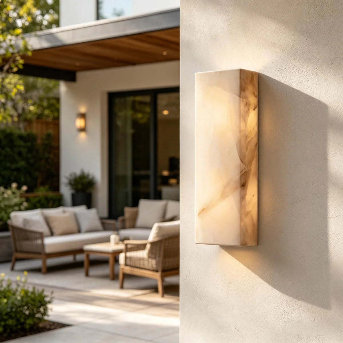 Spanish Alabaster Wall Lamp View 7 | Rectangular Alabaster Wall Sconce | JINSHE | JINSHE