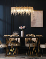 Rectangular Icicle Glass Curated Mouth-Blown Fro – spatial dining room perspective