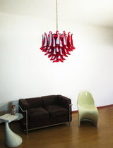 Petala Amber Art Glass Chandelier – spatial dining room perspective