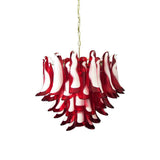 Petala Amber Art Glass Chandelier – unlit natural material contrast