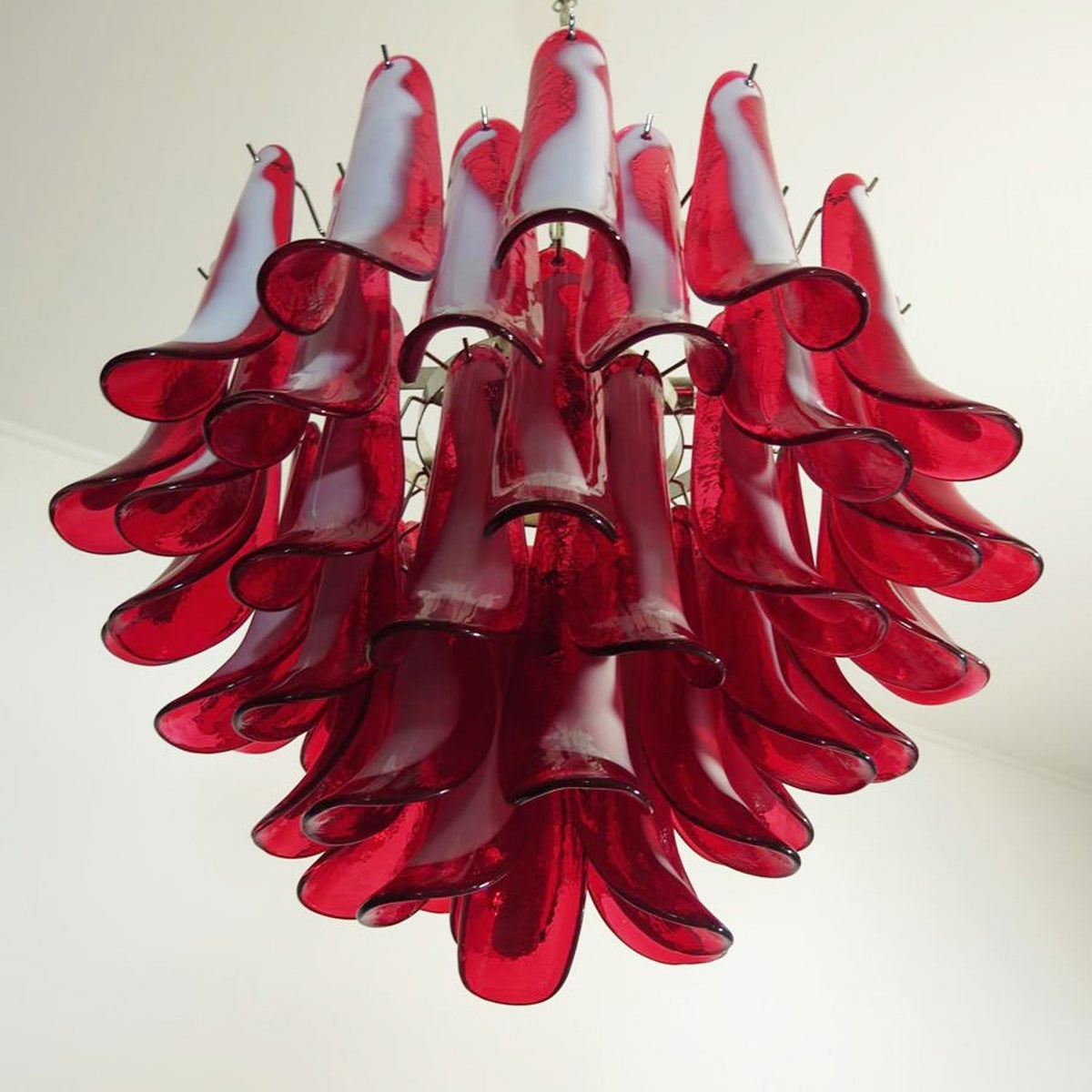 Petala Amber Art Glass Chandelier – side angled contour profile