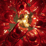 Mouth-Blown Frosted Glass craftsmanship detail on Petala Amber Art Glass Chandelier
