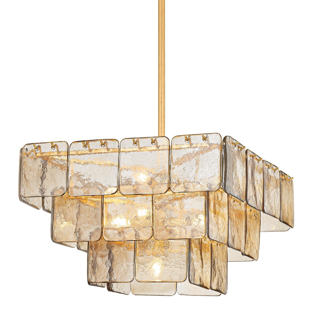 Regal Curated Mouth-Blown Frosted Glass Chandeli – full fixture elevation view