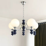 Regal Orb Curated Mouth-Blown Frosted Glass Chan – full fixture elevation view