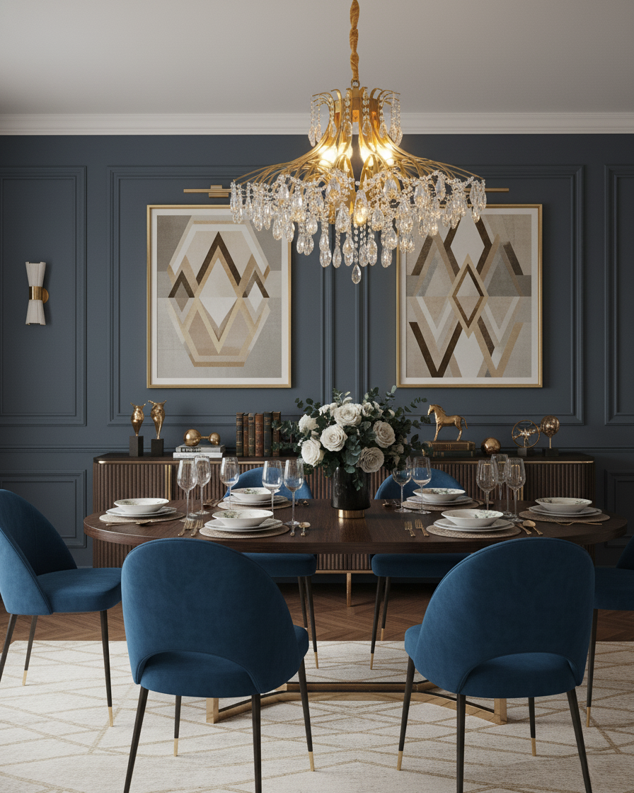 Regal Wisteria Curated K9 Bohemian Crystal Chand – full fixture elevation view