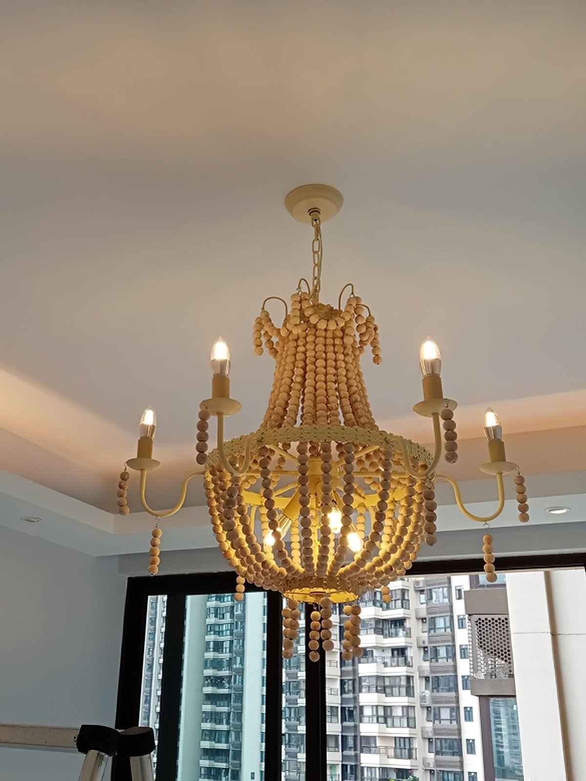 Regas Curated Iron & Glass Chandelier – spatial dining room perspective