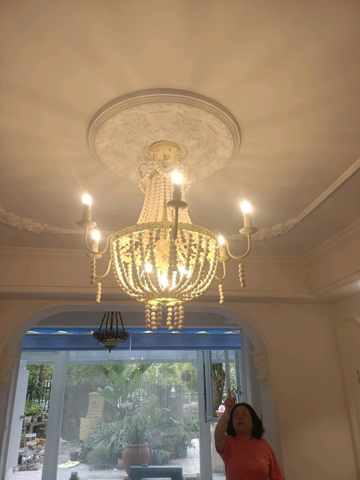 Regas Curated Iron & Glass Chandelier – full fixture elevation view