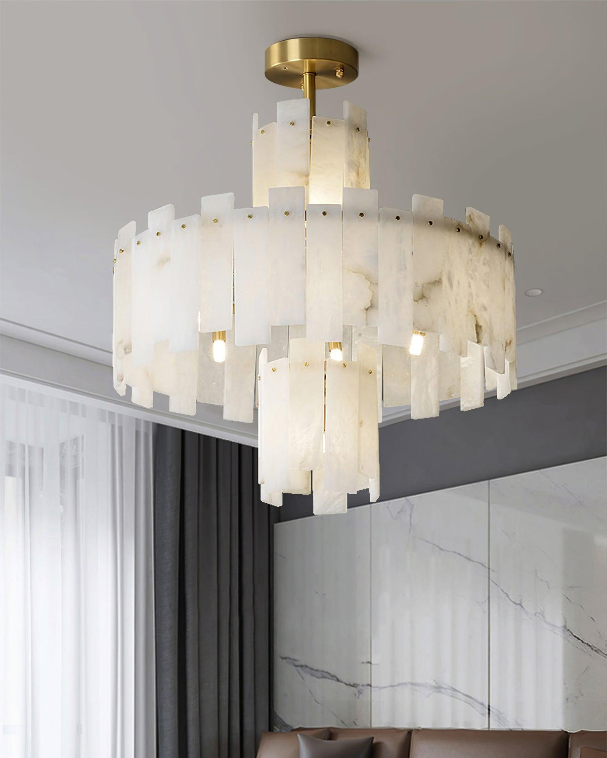 Regina Alabaster Curated Alabaster Chandelier – dimensional scale reference