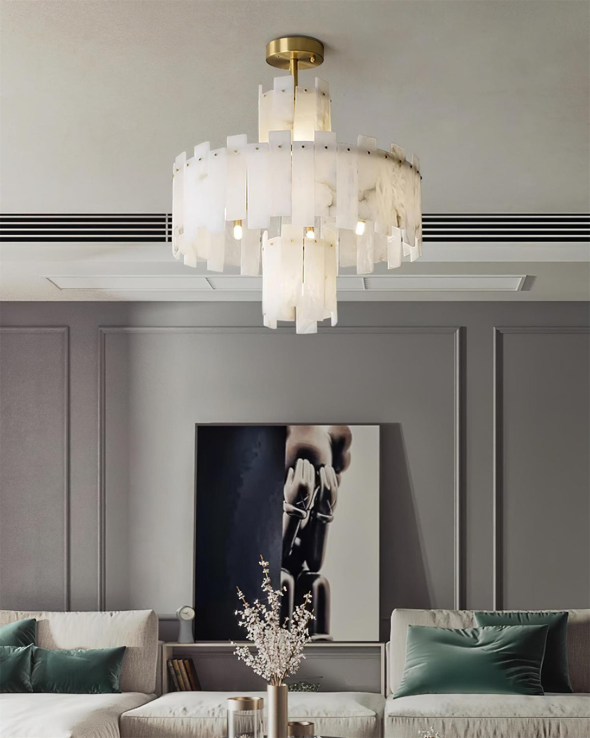 Regina Alabaster Curated Alabaster Chandelier – handcrafted surface texture