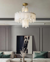 Regina Alabaster Curated Alabaster Chandelier – handcrafted surface texture