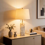 Spanish Alabaster Table Lamp View 10 | Natural Spanish Alabaster Regina Table Lamp | Modern Luxury Lighting | JINSHE | JINSHE