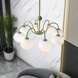 Renee Curated Mouth-Blown Frosted Glass Chandeli – dimensional scale reference